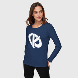 Лонгслив хлопковый женский Karmine Corp, цвет: тёмно-синий — фото 2