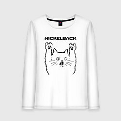 Лонгслив хлопковый женский Nickelback - rock cat, цвет: белый