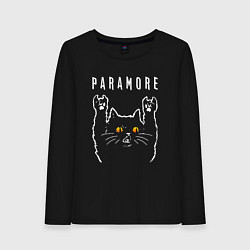 Лонгслив хлопковый женский Paramore rock cat, цвет: черный