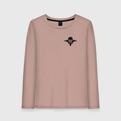Лонгслив хлопковый женский ВДВ символ логотип, цвет: пыльно-розовый