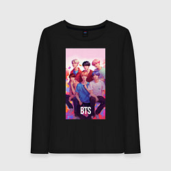 Лонгслив хлопковый женский BTS art anime style, цвет: черный