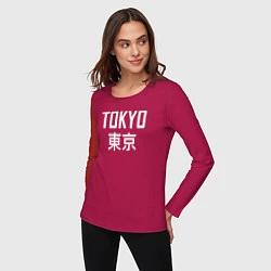 Лонгслив хлопковый женский Japan - Tokyo, цвет: маджента — фото 2