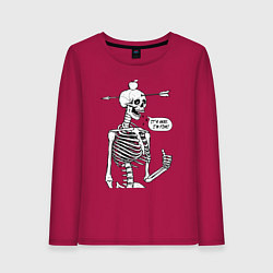 Лонгслив хлопковый женский Skeleton - i am fine, цвет: маджента
