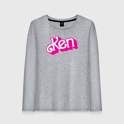 Лонгслив хлопковый женский Логотип розовый Кен, цвет: меланж