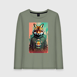 Лонгслив хлопковый женский Dude fox - urban style, цвет: авокадо