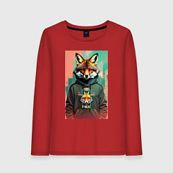 Лонгслив хлопковый женский Dude fox - urban style, цвет: красный