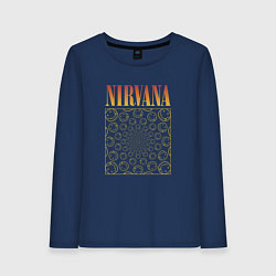 Лонгслив хлопковый женский Nirvana лого, цвет: тёмно-синий