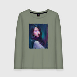 Лонгслив хлопковый женский АйЮ арт - IU, цвет: авокадо