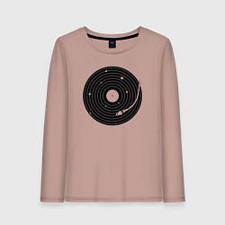 Лонгслив хлопковый женский Космический винил, цвет: пыльно-розовый