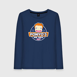 Лонгслив хлопковый женский Поньо ветчина, цвет: тёмно-синий