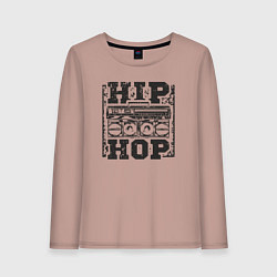 Лонгслив хлопковый женский Хип хоп стиль, цвет: пыльно-розовый