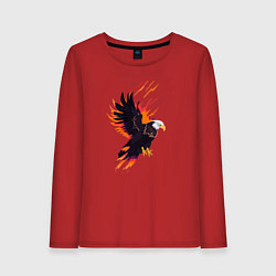 Лонгслив хлопковый женский Орел парящая птица абстракция, цвет: красный