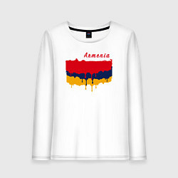 Лонгслив хлопковый женский Flag Armenia, цвет: белый