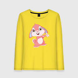 Лонгслив хлопковый женский Розовый крольчонок, цвет: желтый