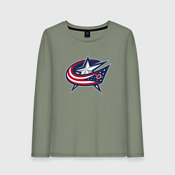 Лонгслив хлопковый женский Columbus blue jackets - hockey team - emblem, цвет: авокадо