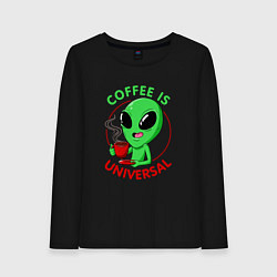 Лонгслив хлопковый женский Coffee is universal, цвет: черный