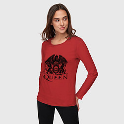 Лонгслив хлопковый женский Queen - logo, цвет: красный — фото 2