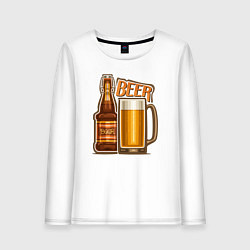 Лонгслив хлопковый женский Light beer, цвет: белый