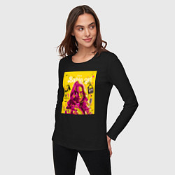 Лонгслив хлопковый женский Barbie girl, цвет: черный — фото 2