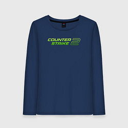 Лонгслив хлопковый женский Counter strike 2 green logo, цвет: тёмно-синий