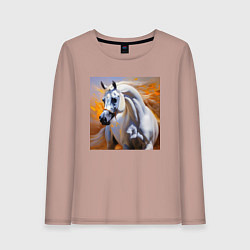 Лонгслив хлопковый женский Белый арабский скакун, цвет: пыльно-розовый