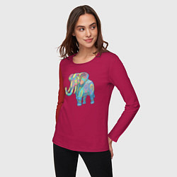 Лонгслив хлопковый женский Beautiful elephant, цвет: маджента — фото 2