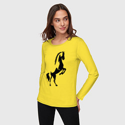 Лонгслив хлопковый женский Гарцующий жеребец, цвет: желтый — фото 2