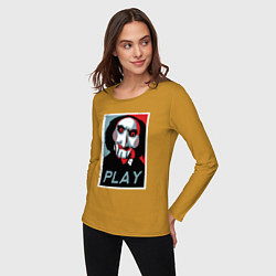 Лонгслив хлопковый женский Play saw, цвет: горчичный — фото 2
