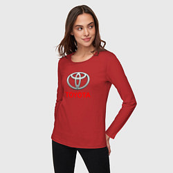 Лонгслив хлопковый женский Toyota sport auto brend, цвет: красный — фото 2