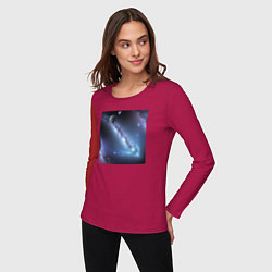 Лонгслив хлопковый женский Космическая система, цвет: маджента — фото 2