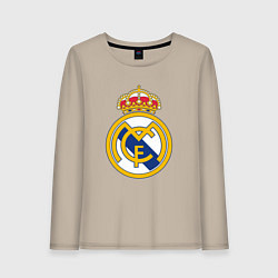 Лонгслив хлопковый женский Real madrid fc sport, цвет: миндальный