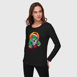 Лонгслив хлопковый женский Зомби Санта, цвет: черный — фото 2
