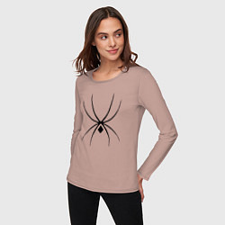 Лонгслив хлопковый женский Черный паук минимал, цвет: пыльно-розовый — фото 2