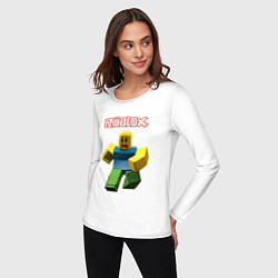Лонгслив хлопковый женский Roblox бегущий персонаж, цвет: белый — фото 2
