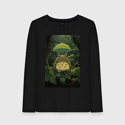 Лонгслив хлопковый женский Тоторо мой сосед, цвет: черный