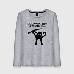 Лонгслив хлопковый женский Counter strike 2 мем, цвет: меланж