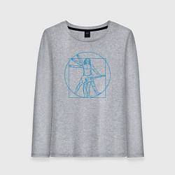 Лонгслив хлопковый женский Витрувианский гитарист, цвет: меланж
