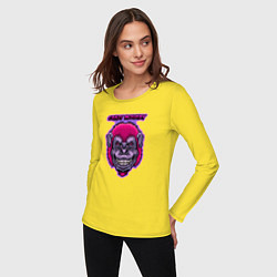 Лонгслив хлопковый женский Purple crazy monkey, цвет: желтый — фото 2