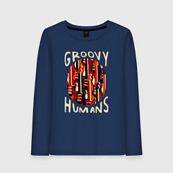 Лонгслив хлопковый женский Заводные люди, цвет: тёмно-синий