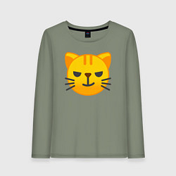 Лонгслив хлопковый женский Жёлтый котёнок хитрит, цвет: авокадо