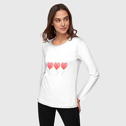 Лонгслив хлопковый женский Сердечки - символ любви, цвет: белый — фото 2