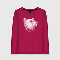 Лонгслив хлопковый женский Голова весёлого медведя, цвет: маджента