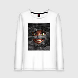 Лонгслив хлопковый женский Мумия темная, цвет: белый