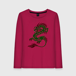 Лонгслив хлопковый женский Символ года - зелёный дракон, цвет: маджента