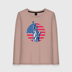 Лонгслив хлопковый женский Statue of Liberty, цвет: пыльно-розовый