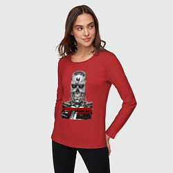 Лонгслив хлопковый женский Terminator 2 T800, цвет: красный — фото 2