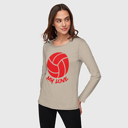 Лонгслив хлопковый женский Volleyball my love, цвет: миндальный — фото 2