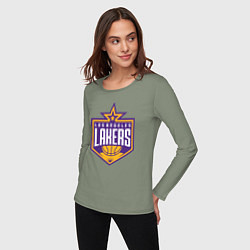 Лонгслив хлопковый женский Los Angelas Lakers star, цвет: авокадо — фото 2
