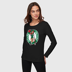 Лонгслив хлопковый женский Boston Celtics girl, цвет: черный — фото 2