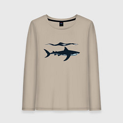 Лонгслив хлопковый женский Акула в профиль, цвет: миндальный